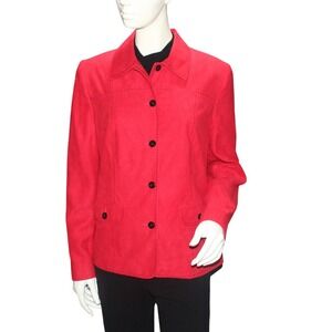 Alfred Dunner Sueded Red Jacket Women Size 8 Button Front Lined Blazer Style 90s